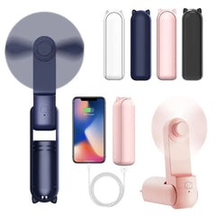 Portable Mini Handheld Fan Small Pocket Fan USB Rechargeable Battery Fan Folding Cooling Hand Fan Mini USB Fan with Power Bank